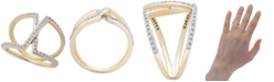 Wrapped Diamond Overlap Statement Ring (1/4 ct. t.w.) in 14k Gold, Created for Macy's